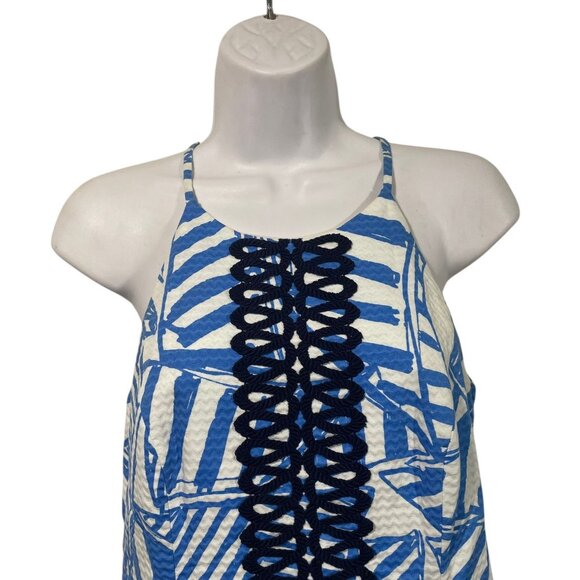 Lilly Pulitzer Annabelle Shift Dress Bay Blue Yacht Sea Print Sz 0 Nautical Prep - Picture 2 of 8